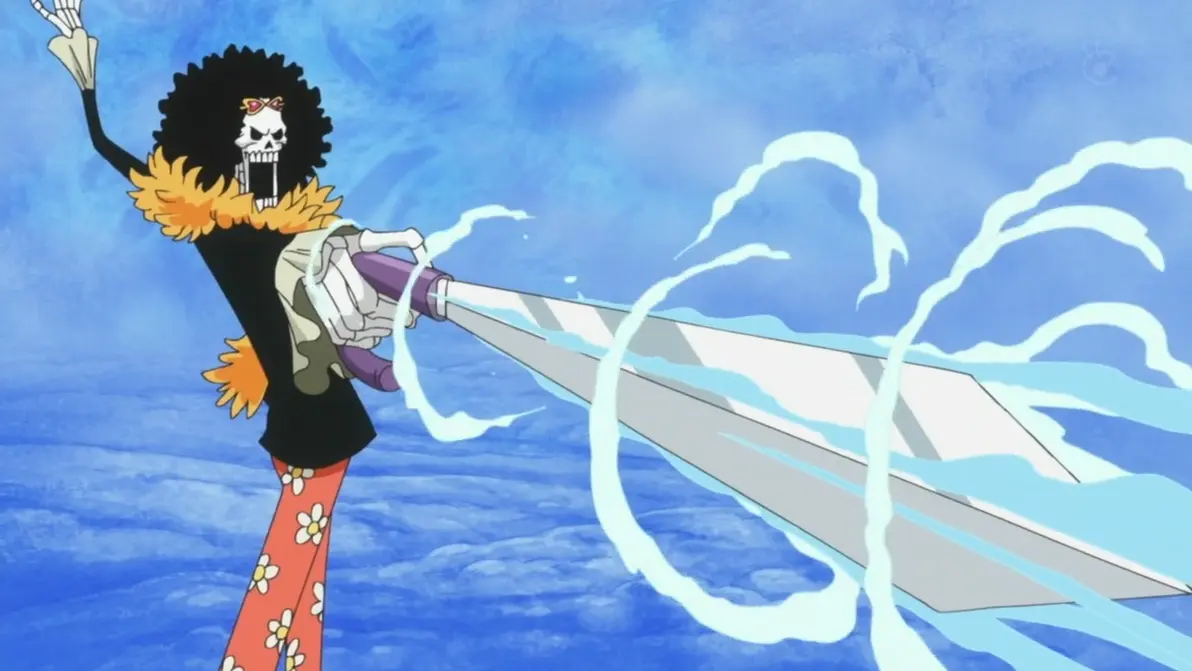 Brook displaying sword fighting pose