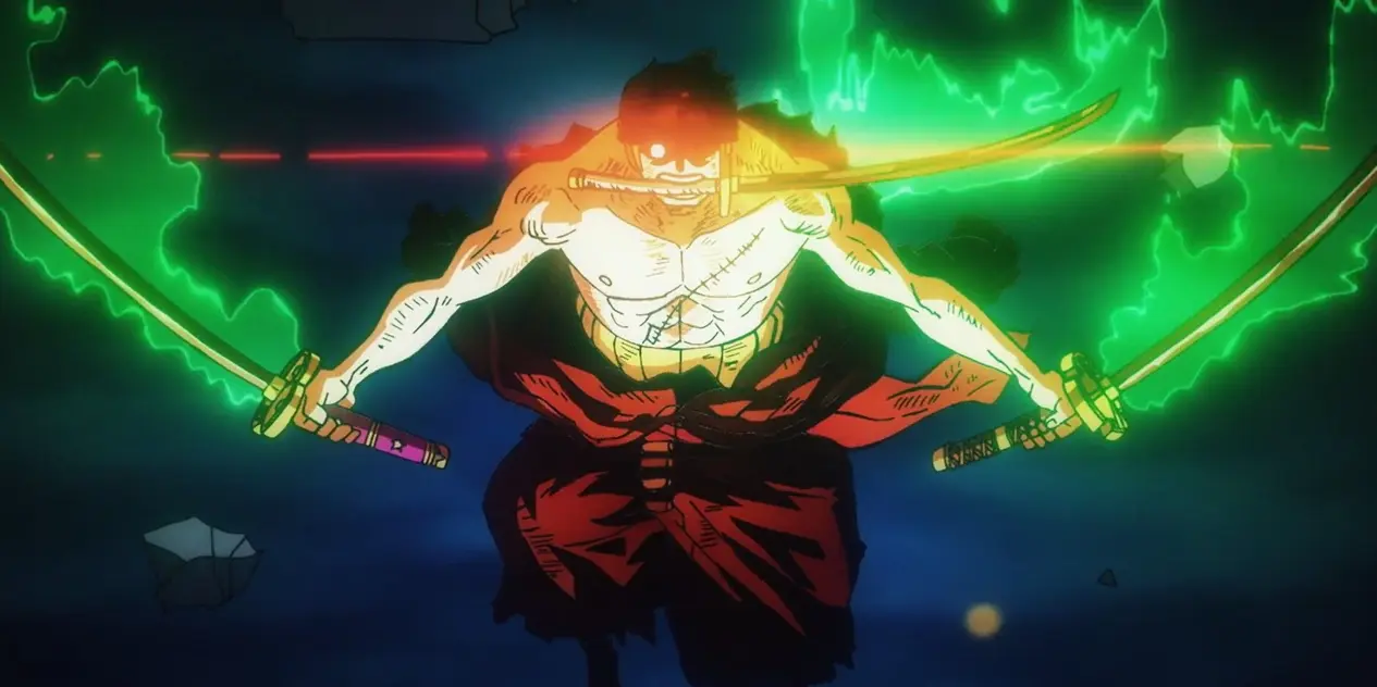 Zoro demonstrating his sword style